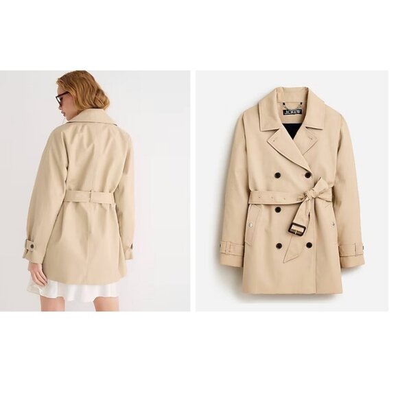 J.Crew $298 Short Trench Coat Vintage Khaki Size S BJ979 - Picture 2 of 7